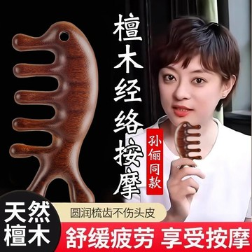 🔥臺灣出貨🔥【店鋪熱銷】頭皮經絡梳頭部五齒颳痧檀木經絡按摩梳多功能按摩梳小海豚按摩梳