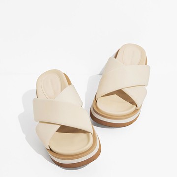 交叉寬帶厚底拖鞋