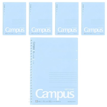 KOKUYO 國譽 Campus B5軟線圈點線筆記本 可折疊輕巧 可撕式內頁設計  藍色  5本