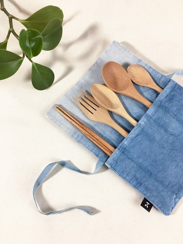 有機棉藍染環保餐具套 Organic Cotton