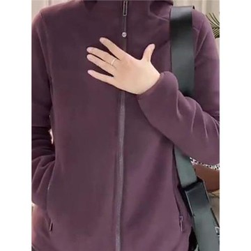 紫色連帽衛衣加絨外套拉鏈冬新款爆款女裝大碼胖MM超好看上衣XL