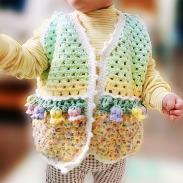 鈴蘭花背心 兒童背心 保暖馬甲 毛線背心 手作編織