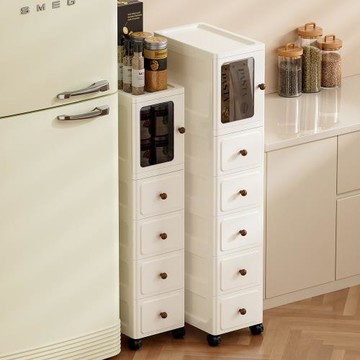 23公分窄面寬夾縫收納櫃 多層附櫃門設計 廁所廚房客廳抽屜式儲物櫃