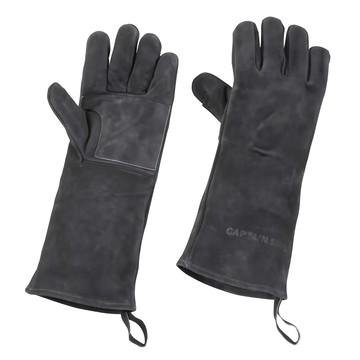 CAPTAIN STAG 鹿牌 黑鹿 戶外長皮手套  43cm  黑色