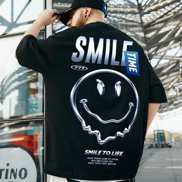 情侶潮牌夏季寬松加肥加大短袖學生男潮大碼印花oversize國潮T恤