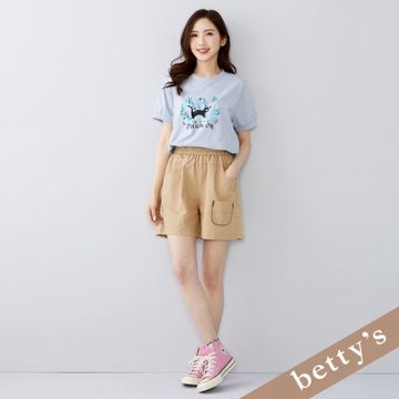 betty’s貝蒂思 設計師手繪貓咪印花短袖T-shirt (淺藍)