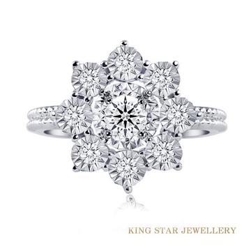 King Star 綽約30分鑽石18K金戒指 (最白Dcolor 3Excellent八心八箭完美車工)