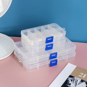 荷生活多格透明小物收納盒 首飾針線文具藥品文具分格收納盒-十格