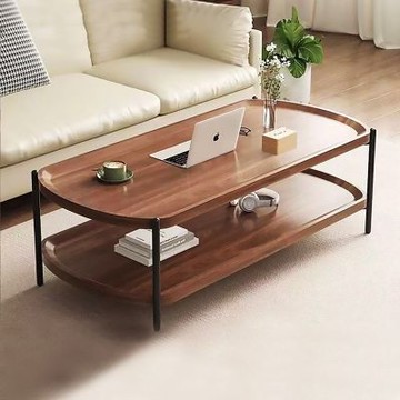 AOTTO 簡約圓弧雙層客廳大茶几-120公分(茶几 客聽桌 桌子)