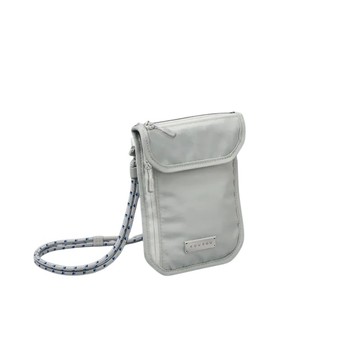XOUXOU POUCH 機能手機小袋 尼龍斜背小袋V2 (灰色) 旅行護照證件包 + 登山扣掛繩6mm - XX灰色