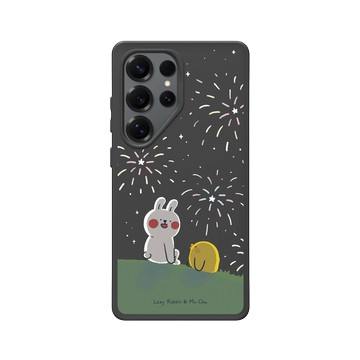 Galaxy S25 Ultra SolidSuit 黑 - 懶散兔與啾先生 Lazy Rabbit and Mr.Chu - 煙火