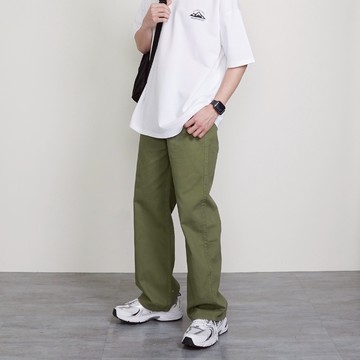 【AMERO】男女款 直筒斜紋長褲 休閒褲 情侶裝