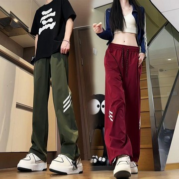 本土出貨 工裝褲 休閒褲 夏女裝輕薄顯高瘦兩穿長款工裝直筒褲遮肉百搭原宿風高腰拖地長褲G2 R