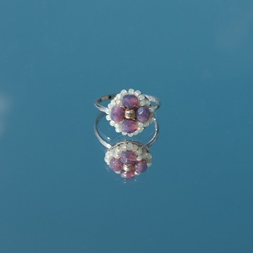 描邊紫綠小花戒指