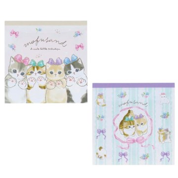 小禮堂 Mofusand 貓福珊迪 迷你方形便條本 (蝴蝶結款)