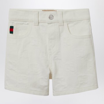 White denim GG jacquard shorts