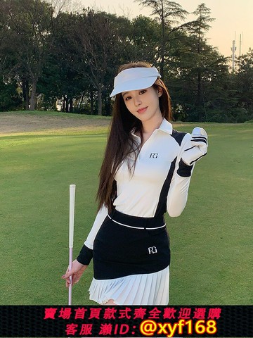 {保固一年 可打統編}Regolf休閑氣質春夏POLO領運動長袖上衣女高爾夫半身裙網球裙套裝