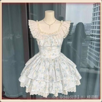 🔥壹灣出貨🔥 法式甜美碎花蓬蓬公主短裙夏季新款蓬蓬裙收腰小飛袖連衣裙裙子 全館免運