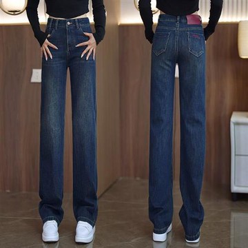 【米蘭精品】現貨+預購 高腰牛仔長褲寬褲直筒褲落地褲闊腿褲寬管褲大碼休閒女裝-復古垂感女褲子74mg90