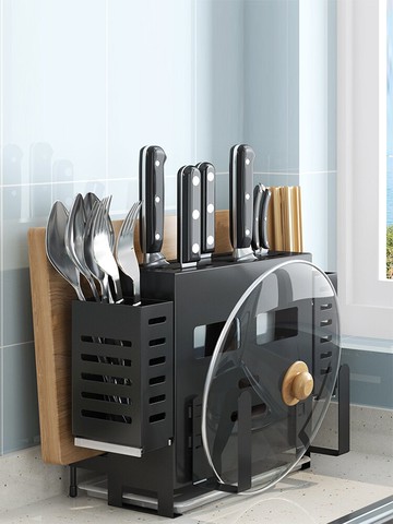 不銹鋼刀架廚房置物架壁掛式菜板用品收納架刀座筷子籠一體免打孔【摩可美家】