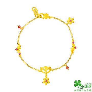 幸運草 喜緣狐黃金/紅寶/水晶手鍊