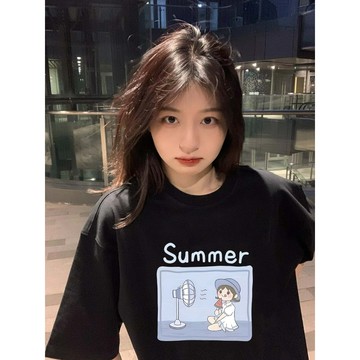 【鹿向南】100%純棉 印花 t恤 衣服女 美式街頭風 純棉 t恤 潮流衣服 美式短袖 夏日穿搭 重磅短袖 休閒上衣
