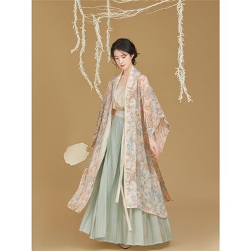 [嬌柳]織造司原創宋制長干寺長衫宋抹褶裙國風改良漢服女春季套裝