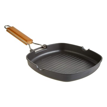 AHOYE 不挑爐灶可摺疊手柄不沾煎烤盤/燒烤盤/露營烤盤/牛排烤盤  1個  24cm