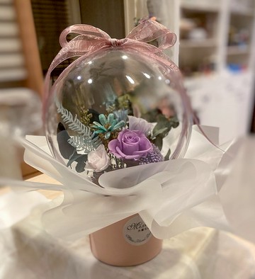 波波球永生花禮  畢業禮物 情人節 不雕花 居家擺飾 開幕