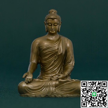 簡修行阿彌陀佛佛像供奉三寶佛擺件小純黃銅像隨身本命佛精致禮物