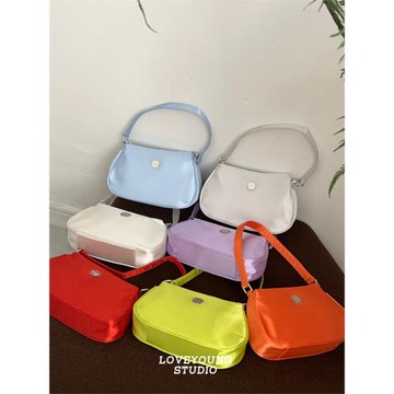 loveyoung 緞面尼龍彩色多巴胺腋下包ins博主同款單肩包