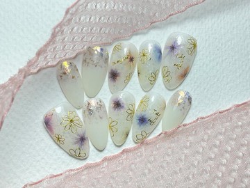 穿戴甲/穿衫甲/手工繪製/金絲夢幻花園