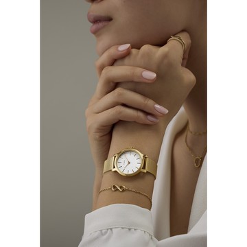 【TIMEX】天美時 Transcend 31 毫米 無限 完美搭配 女錶 手鍊 兩件式禮物套組(金 TXTWG067000)