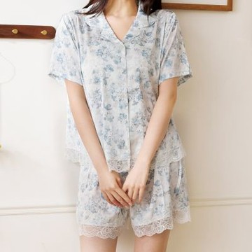 華歌爾睡衣-仕女系列 M-LL珍珠絲居家休閒-短袖褲裝睡衣(松石藍)LWZ87061N5