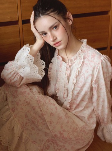 Elva 純棉長袖圓領睡裙