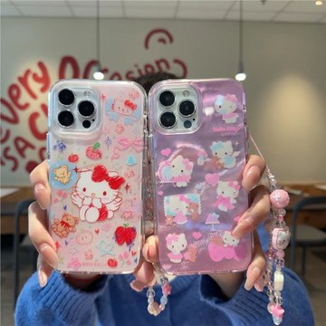 日本可愛凱蒂貓翅膀適用iPhone16ProMax手機殼個性粉色蝴蝶結創意i13蘋果14pro軟殼硅膠防摔15PM保護套16新款