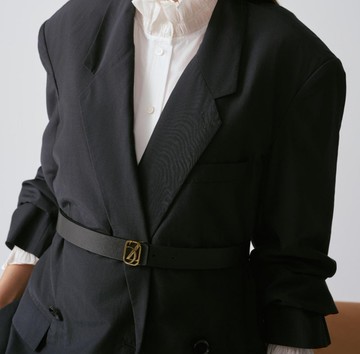 頭層牛皮雙面雙色腰帶 純黑 金