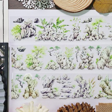 OKMT新七天原創中國風流麻咕卡貼紙PET手帳手賬和紙膠帶 山居秋暝