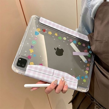 格紋紐扣Y折帶搭扣 平板保護套 適用 iPad 12 11 10 Mini Air 8 7 6 M3 M4 Pro 11