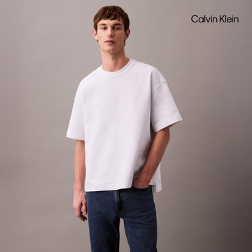 【Calvin Klein】 CK Monogram 珠地紋理 T 恤_白色