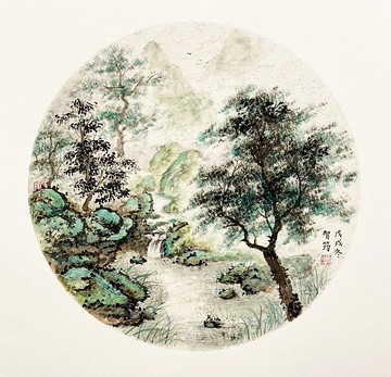 水墨 • 山水畫 • 綠樹清流