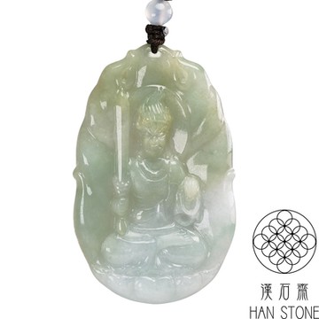【漢石齋】天然翡翠A貨 不動明王玉珮吊墜 飄花種(37*60*5mm)