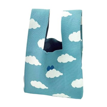 (贈品)MAYBELLINE 媚比琳 時尚手提雲朵針織包-天空藍