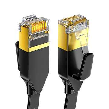 山澤 Cat.7 極速10Gbps傳輸遮蔽雙絞工程佈線網路扁線 1M  黑色  1條