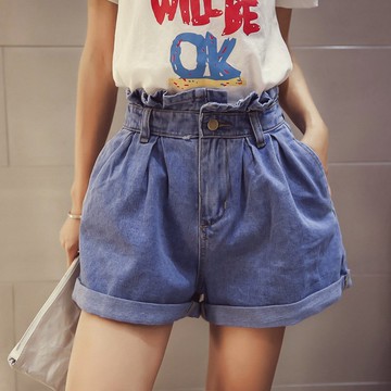 FINDSENSE G5 韓國時尚 顯瘦 丹寧 牛仔 短褲 捲邊 闊腿短褲 熱褲