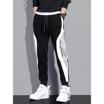 GURBAKS秋冬衛褲男潮牌運動寬松束腳潮流休閑青少年針織加絨褲子