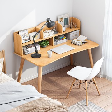 電腦臺式桌簡易北歐書桌書架組合一體簡約家用學生臥室寫字小桌子