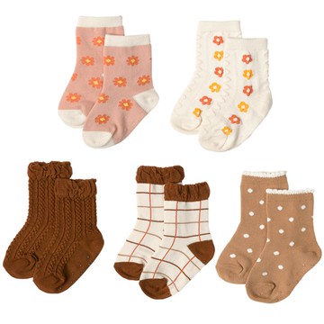 akachan honpo - 中筒襪5雙組-小花 (9~14cm)