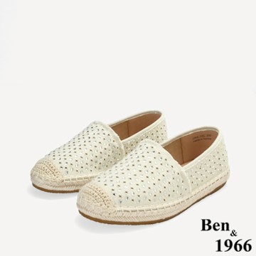 Ben&1966高級燙鑽丹寧布夏日感漁夫鞋-米白(256463)