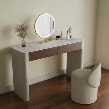 化妝桌 鏡台 梳妝台 免運 開立發票 意式極簡梳妝臺高級感一體臥室侘寂風復古化妝桌現代簡約小戶型桌